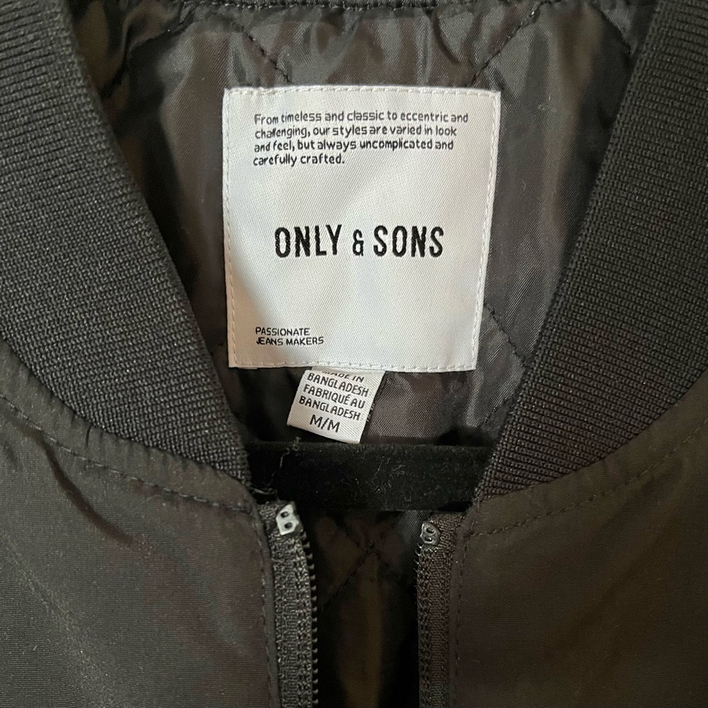 ONLY & SONS Zip Front Jacket Black Lightweight Size M NWOT - Picture 6 of 6